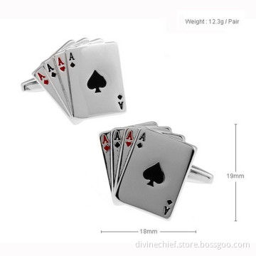 Customized Poker "A" Copper / Brass Cufflinks, Wholesale Cufflinks For Man's Shirt